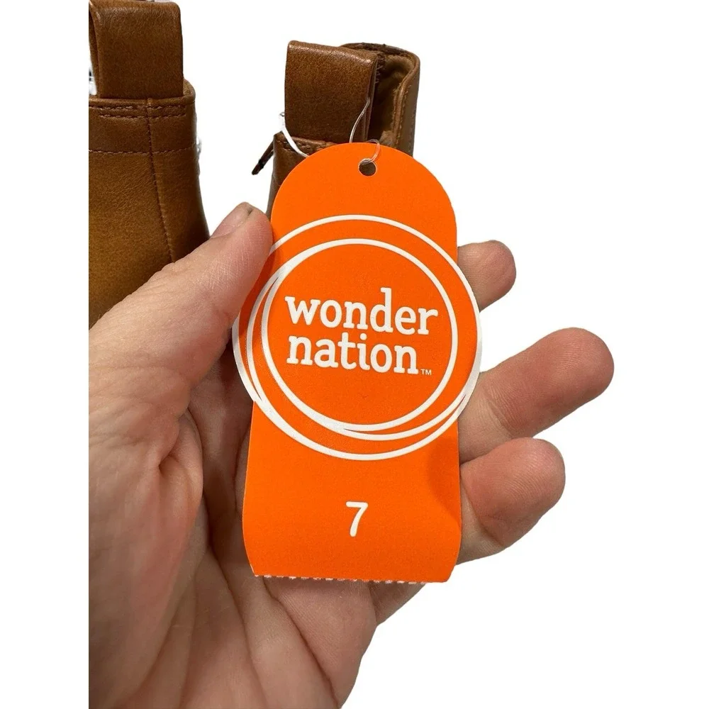 wonder nation‎ toddler girls ankle boots brown zips up the side size 7